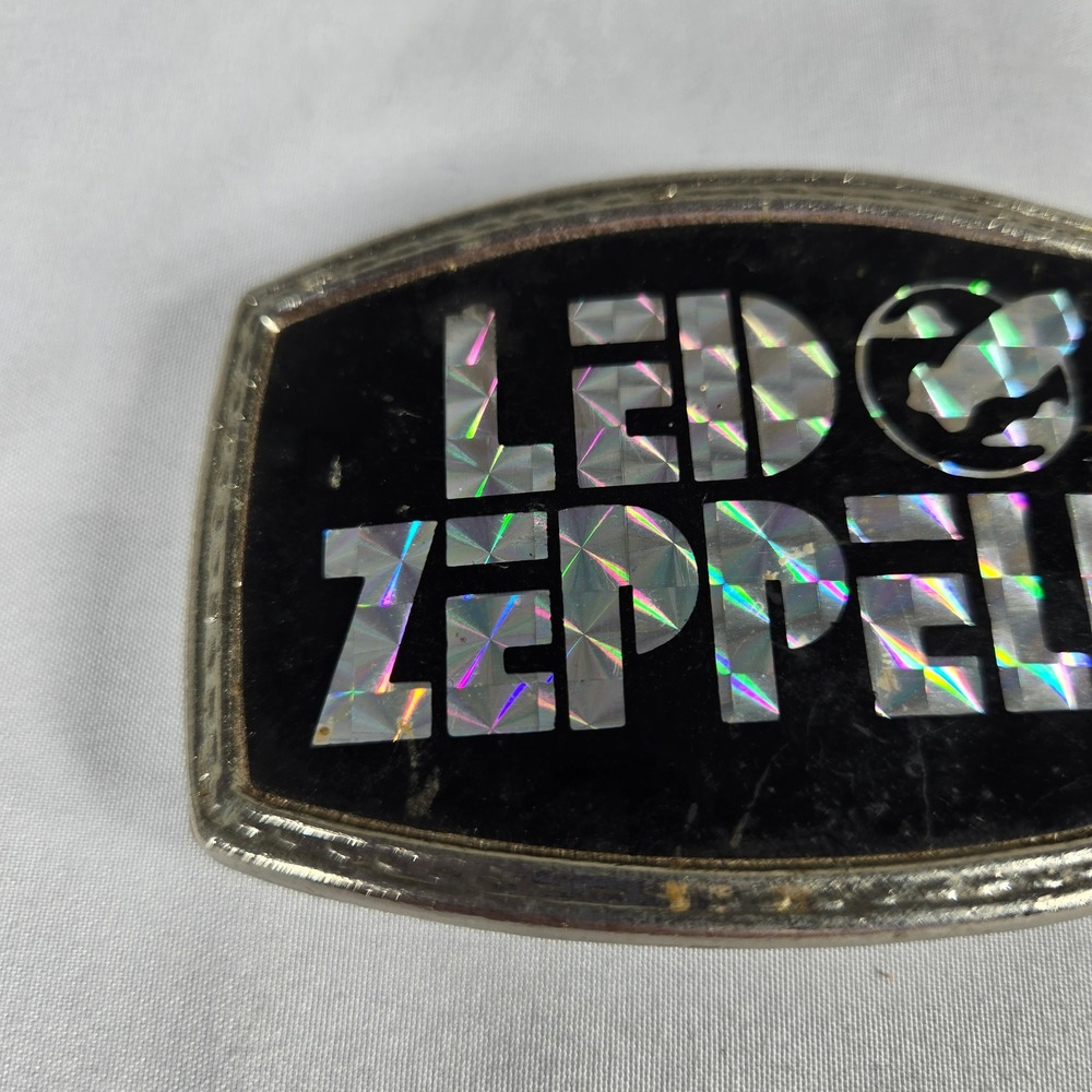 Vintage 1970s Led Zeppelin Belt Buckle Pacifica Holographic Prism Swan Song Logo - Picture 5 of 8